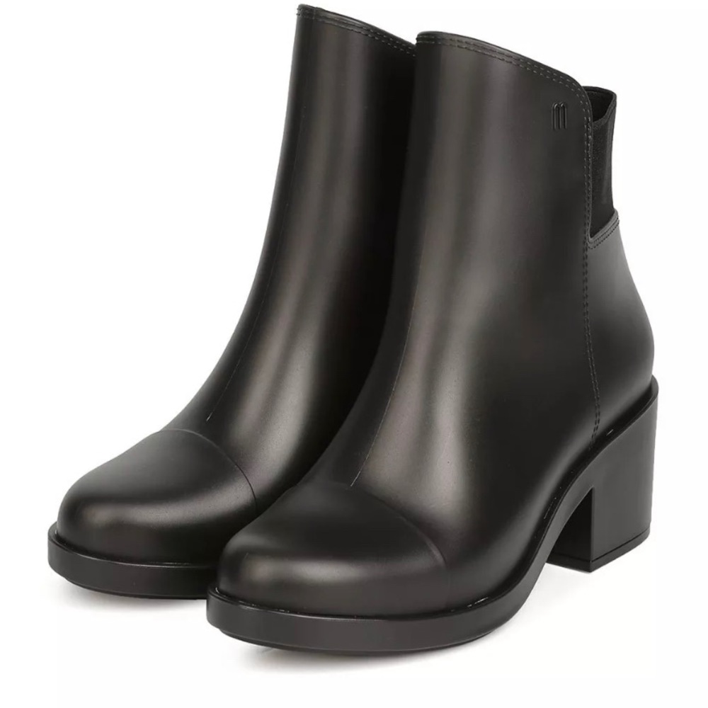Melissa Elastic Capped Toe Chunky Heel Rain Boot